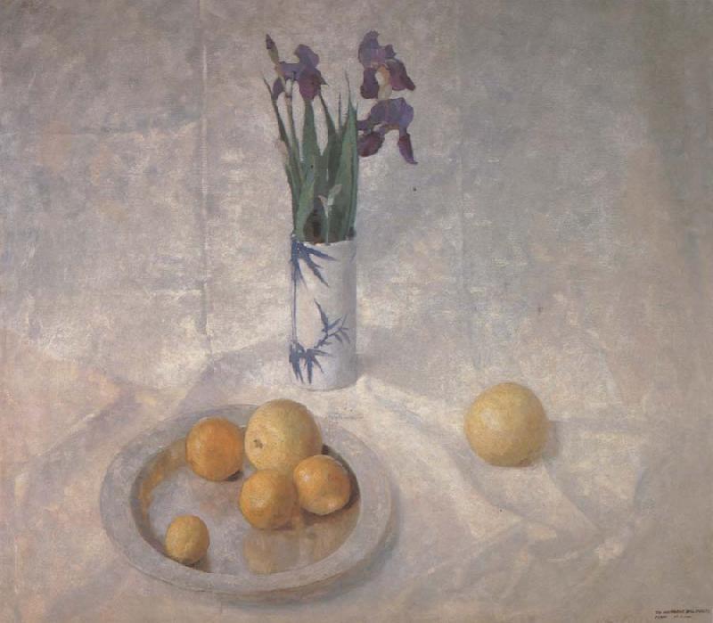 NC Wyeth Still Life with Iris and Oranges oil painting image